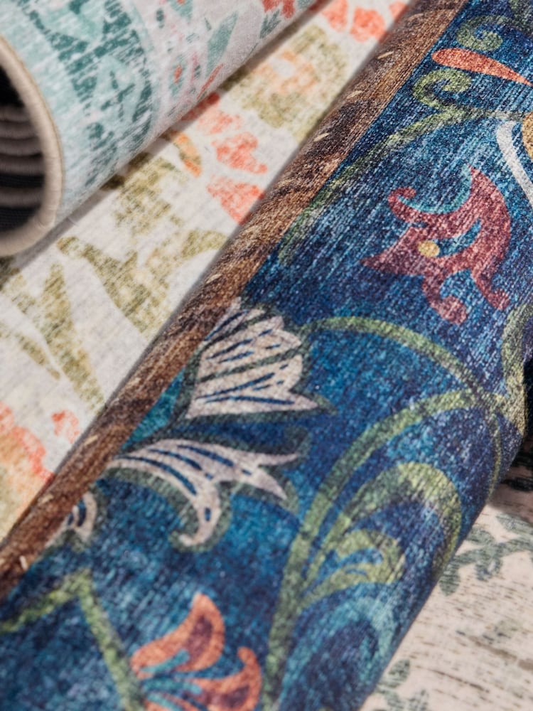 Hug Rug Navy Blue British Made Washable Midnight Paisley Runner - Image 4 of 4