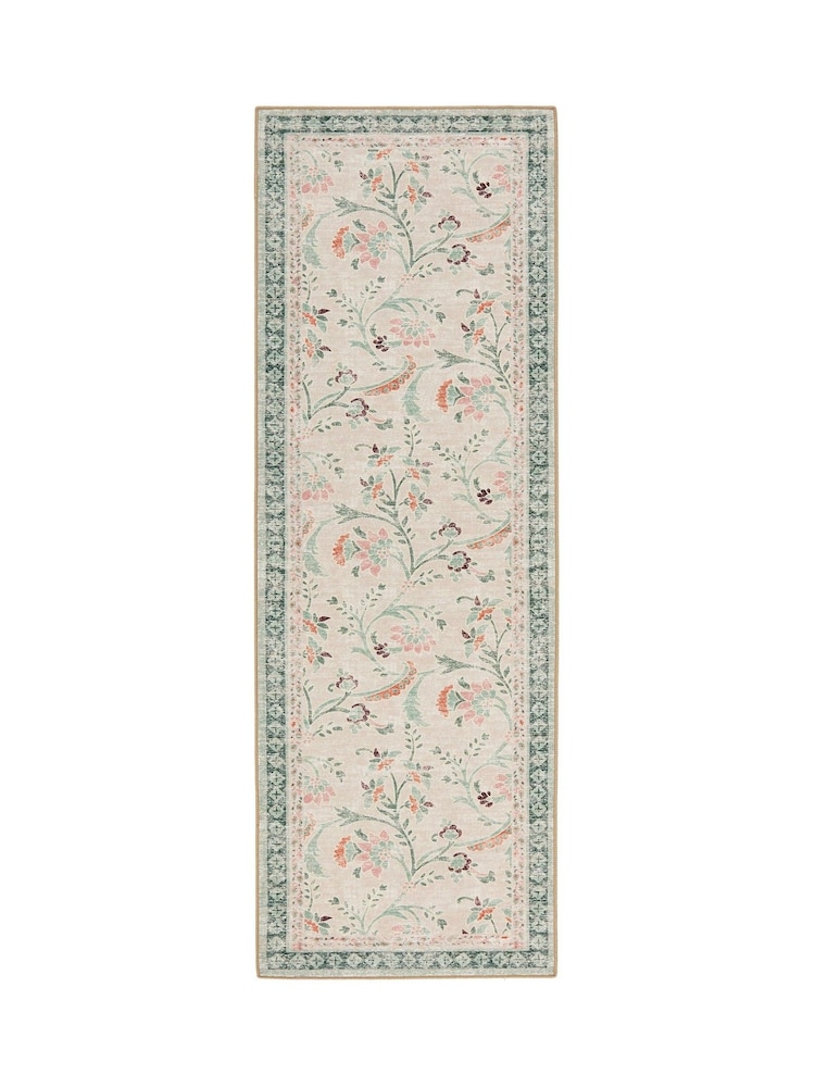 Hug Rug Green British Made Washable English Floral Print Runner - Image 2 of 4