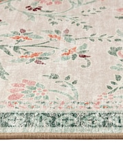Hug Rug Green British Made Washable English Floral Print Runner - Image 3 of 4