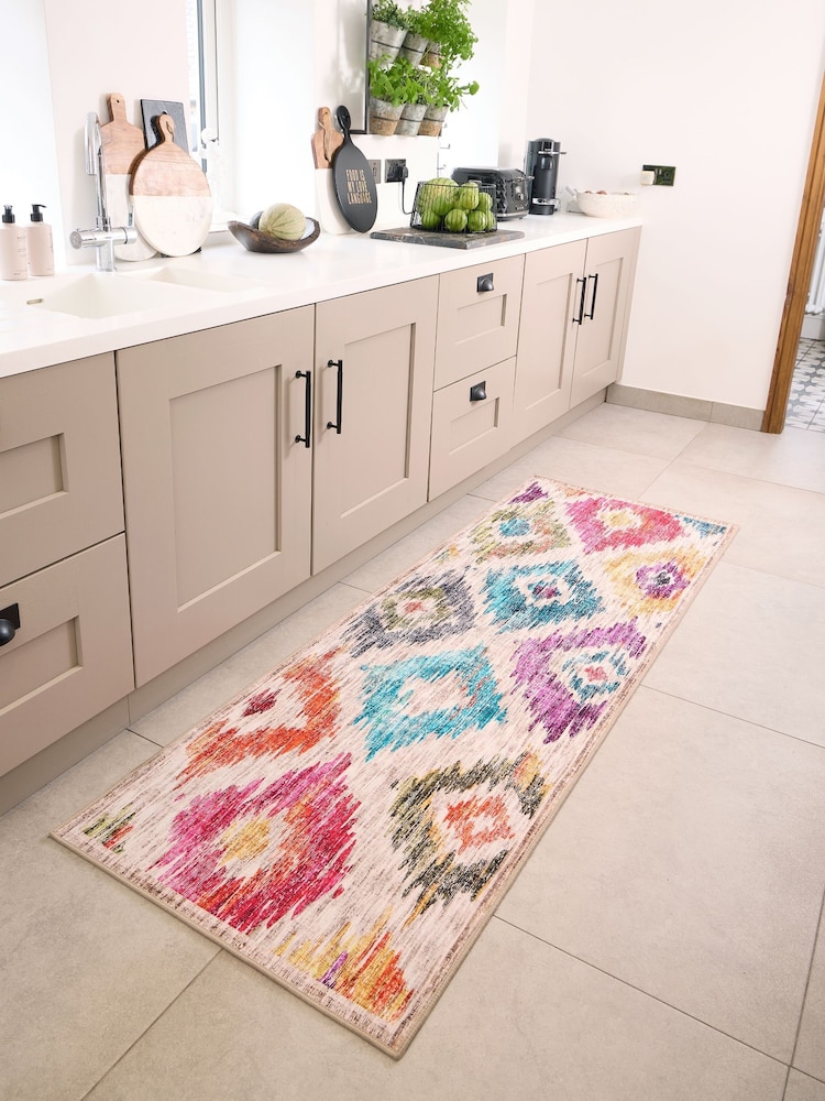 Hug Rug Multicolour Diamonds British Made Washable Painted iKat Rug - Image 2 of 6