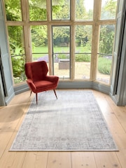 Hug Rug Natural and Grey British Made Washable Brocade Border Rug - Image 1 of 4