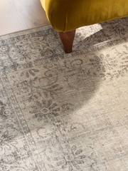Hug Rug Natural and Grey British Made Washable Brocade Border Rug - Image 2 of 4
