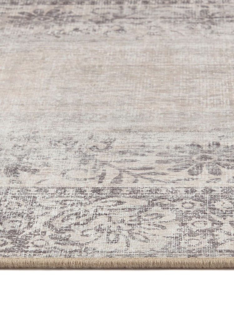 Hug Rug Natural and Grey British Made Washable Brocade Border Rug - Image 4 of 4