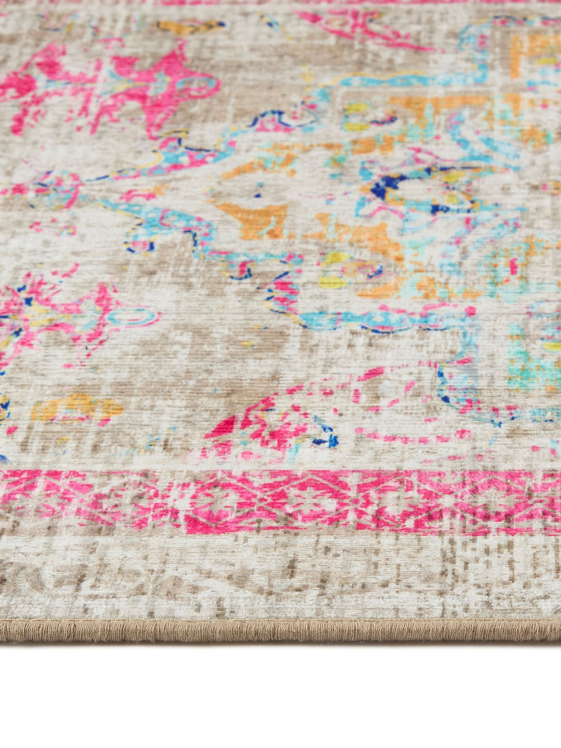 Buy Hug Rug Beige and Pink British Made Washable Neo Classical Rug from ...