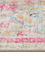 Hug Rug Beige and Pink British Made Washable Neo Classical Rug - Image 4 of 4
