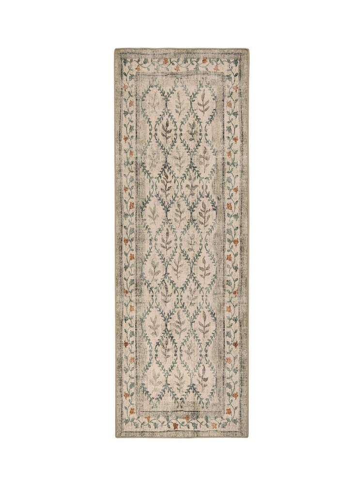 Hug Rug Natural and Green British Made Washable English Garden Runner - Image 2 of 4