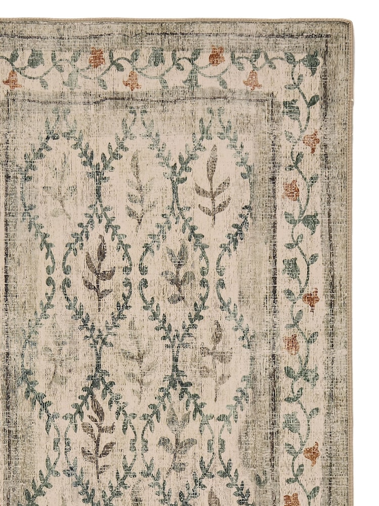 Hug Rug Natural and Green British Made Washable English Garden Runner - Image 4 of 4