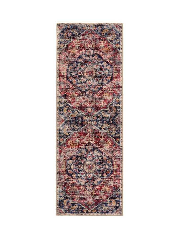 Hug Rug Dark Blue and Red British Made Washable Royal Heritage Runner - Image 2 of 4