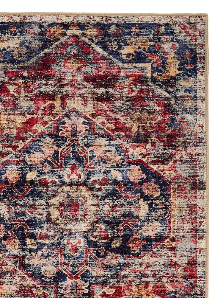 Hug Rug Dark Blue and Red British Made Washable Royal Heritage Runner - Image 4 of 4