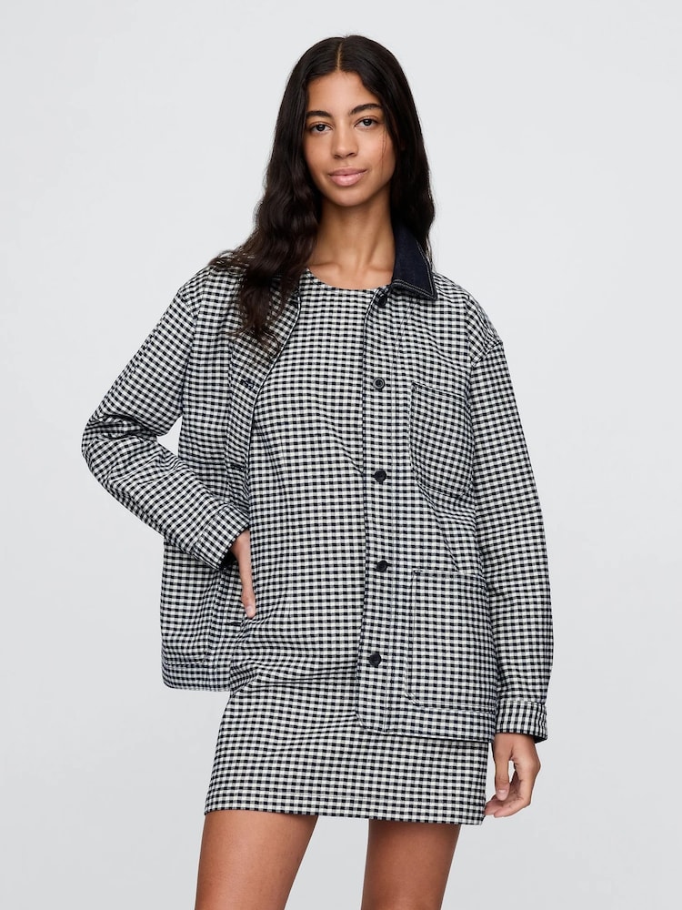 Gap Black/White DÔEN Gingham Denim Jacket - Image 1 of 7