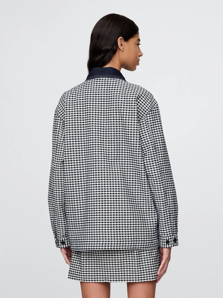 Gap Black/White DÔEN Gingham Denim Jacket - Image 2 of 7