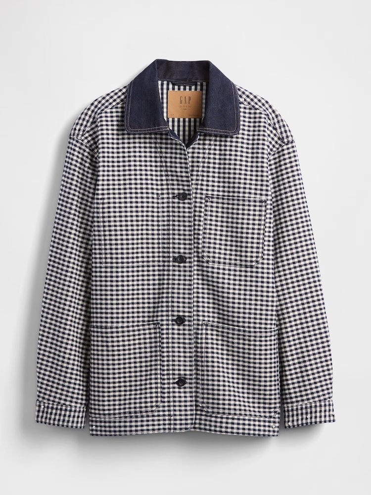 Gap Black/White DÔEN Gingham Denim Jacket - Image 7 of 7