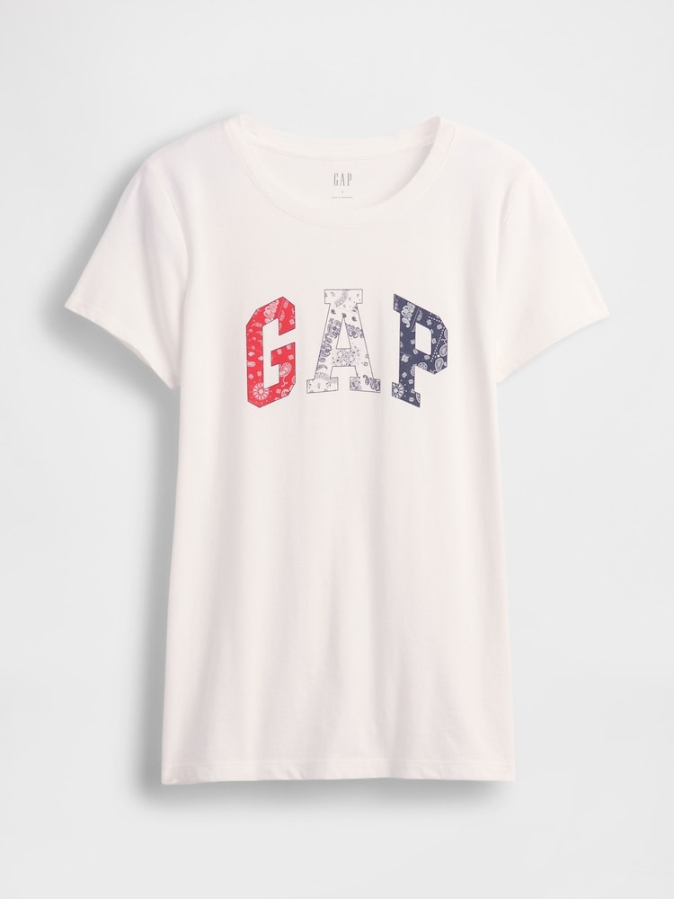 Gap White/Navy Logo Short Sleeve Crew Neck T-Shirt - Image 4 of 4