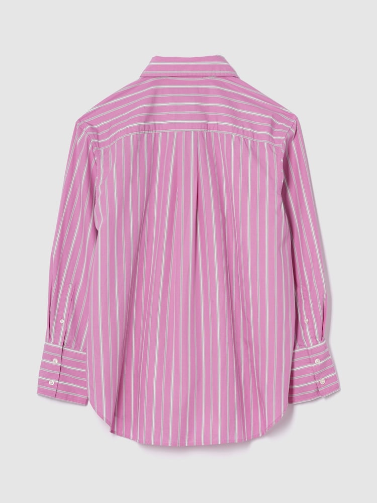 Gap Pink/White Stripe Cotton Poplin Striped Oversized Shirt - Image 2 of 3