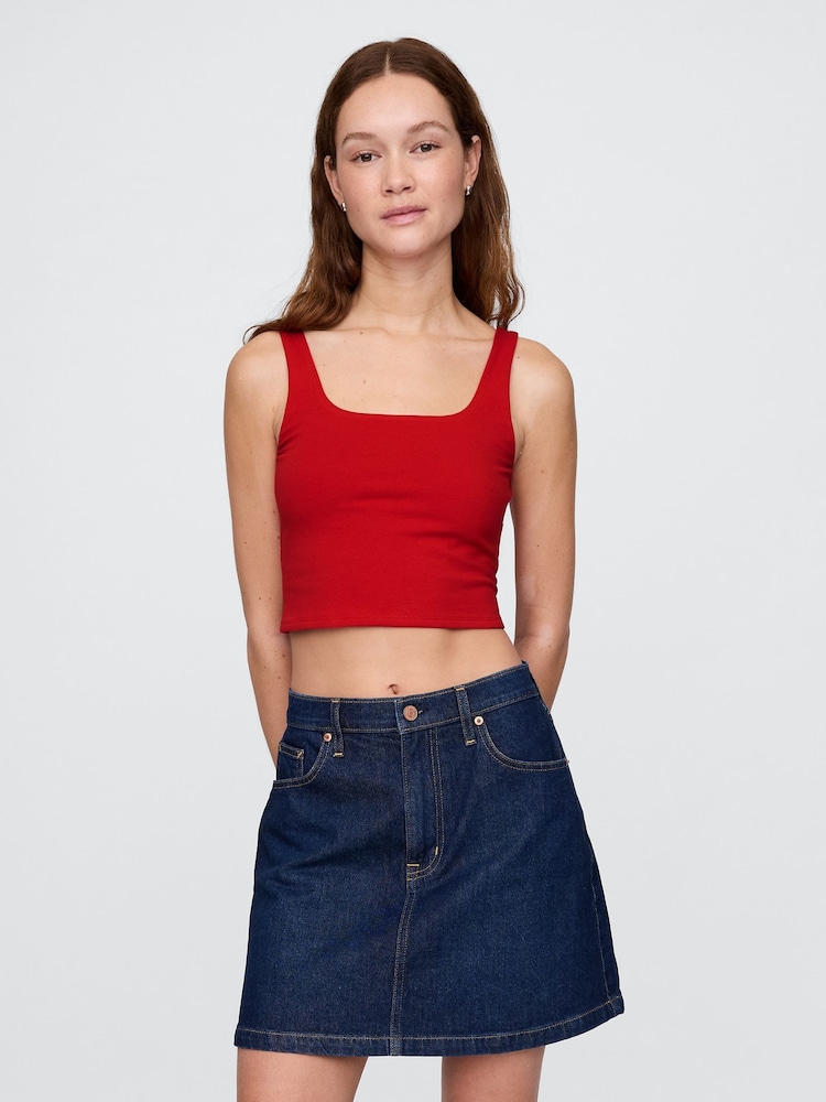 Rojo - Top corto de punto CloseKnit de Gap - Imagen 1 de 4