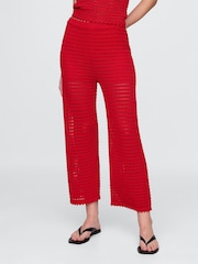 Gap Red 100% Cotton Crochet Ankle Trousers - Image 1 of 5