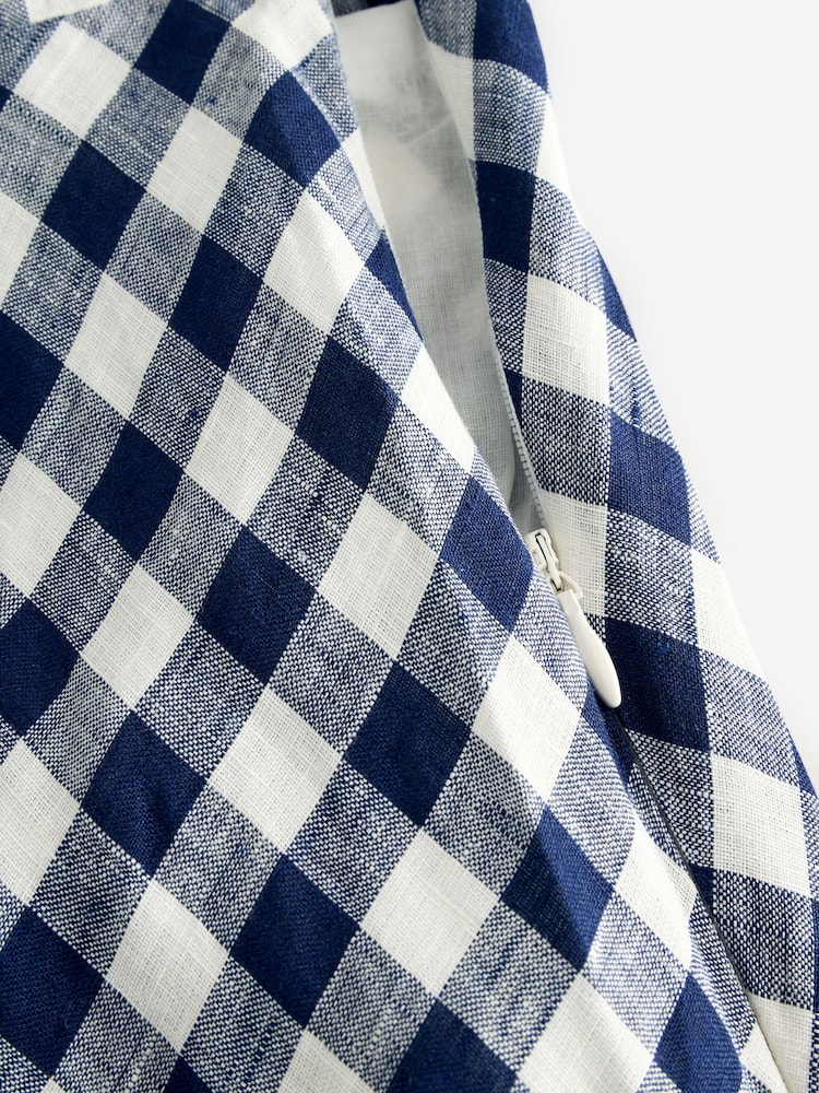 Gap Navy/Blue DÔEN 100% Linen Gingham Maxi Dress - Image 12 of 12