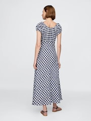 Gap Navy/Blue DÔEN 100% Linen Gingham Maxi Dress - Image 2 of 12