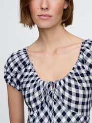 Gap Navy/Blue DÔEN 100% Linen Gingham Maxi Dress - Image 4 of 12