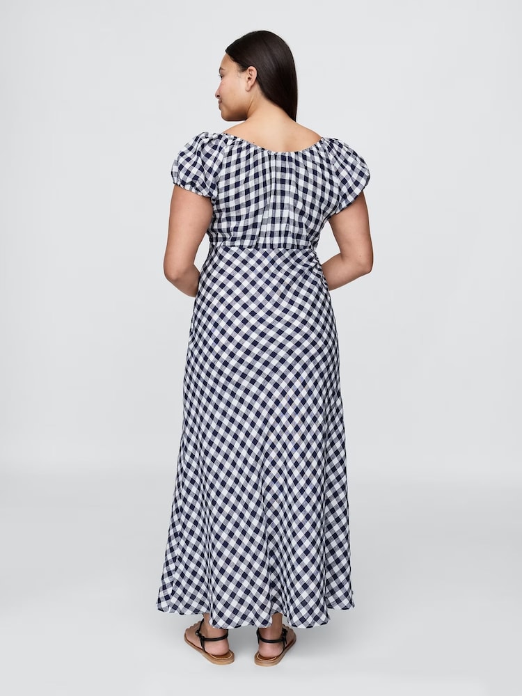 chinese dress ladies Buy Women's Gingham Print Scoop Neck Maxi Dress, Multi, XL at Amazon.in main image 0