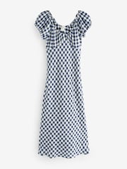 Gap Navy/Blue DÔEN 100% Linen Gingham Maxi Dress - Image 7 of 12