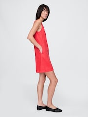 Gap Red UltraSoft V-Neck Denim Mini Dress - Image 3 of 4