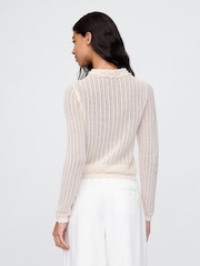 Gap Cream DÔEN Linen-Blend Pointelle Cardigan - Image 2 of 6