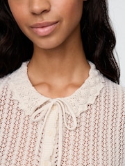 Gap Cream DÔEN Linen-Blend Pointelle Cardigan - Image 4 of 6