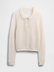 Gap Cream DÔEN Linen-Blend Pointelle Cardigan - Image 5 of 6