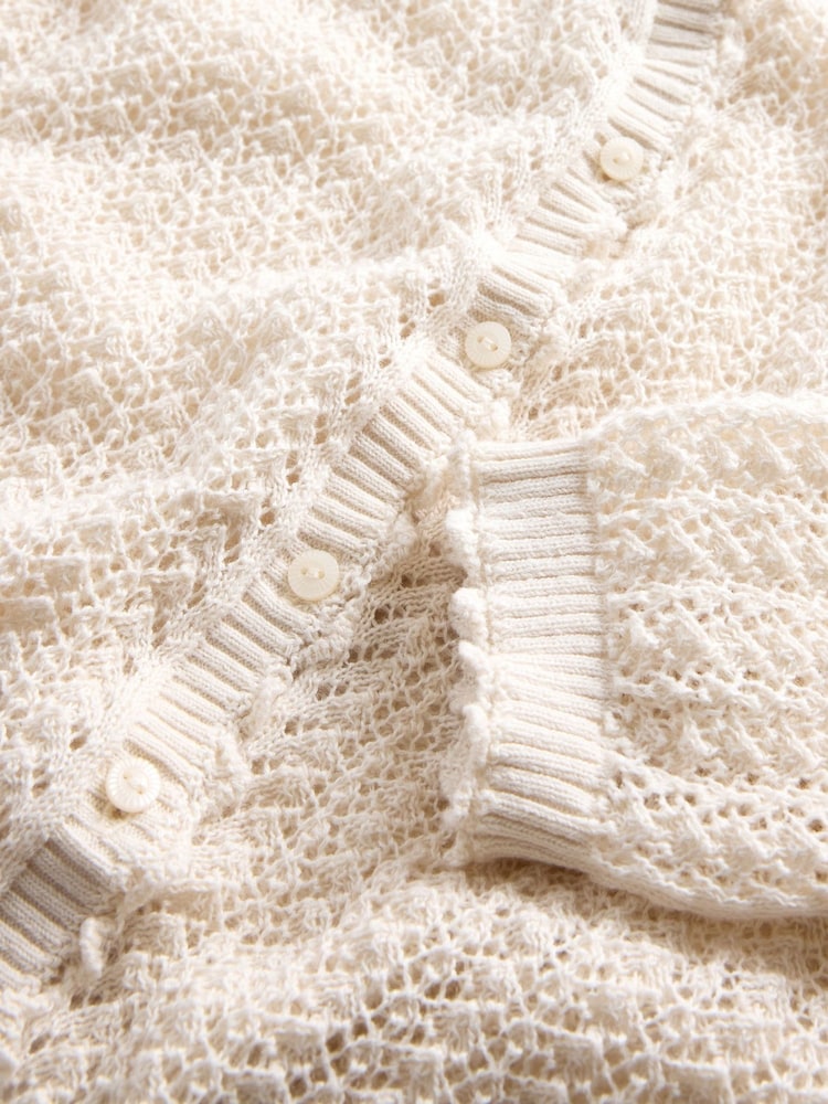 Gap Cream DÔEN Linen-Blend Pointelle Cardigan - Image 6 of 6