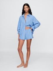 Gap Blue Stripe DÔEN Poplin Shorts - Image 1 of 8