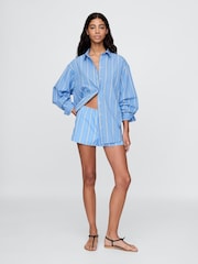 Gap Blue Stripe DÔEN Poplin Shorts - Image 3 of 8