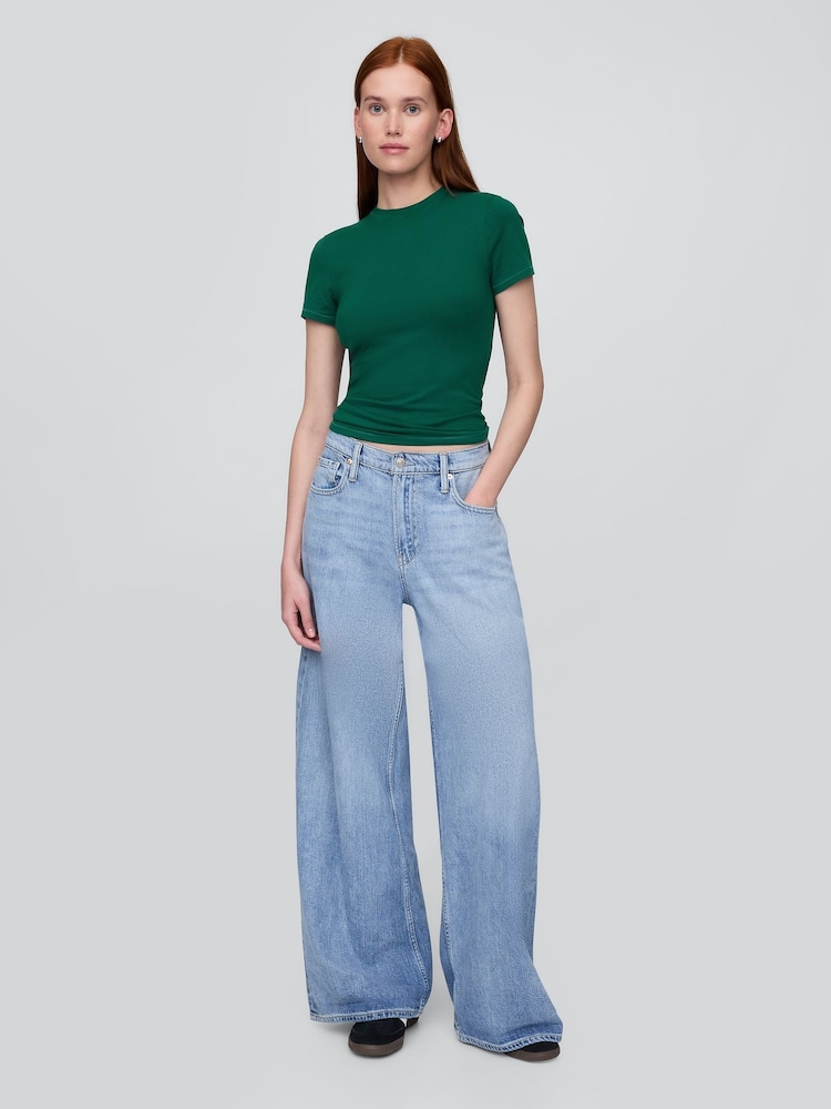 Groen - Gap CloseKnit jersey T-shirt met ronde hals en korte mouwen - Image 3 of 5