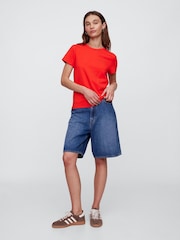 Красный - Хлопковая футболка с короткими рукавами Gap Favourite - Изображение 1 из 5