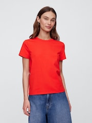 Красный - Хлопковая футболка с короткими рукавами Gap Favourite - Изображение 2 из 5