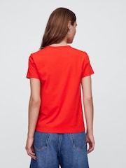 Красный - Хлопковая футболка с короткими рукавами Gap Favourite - Изображение 3 из 5