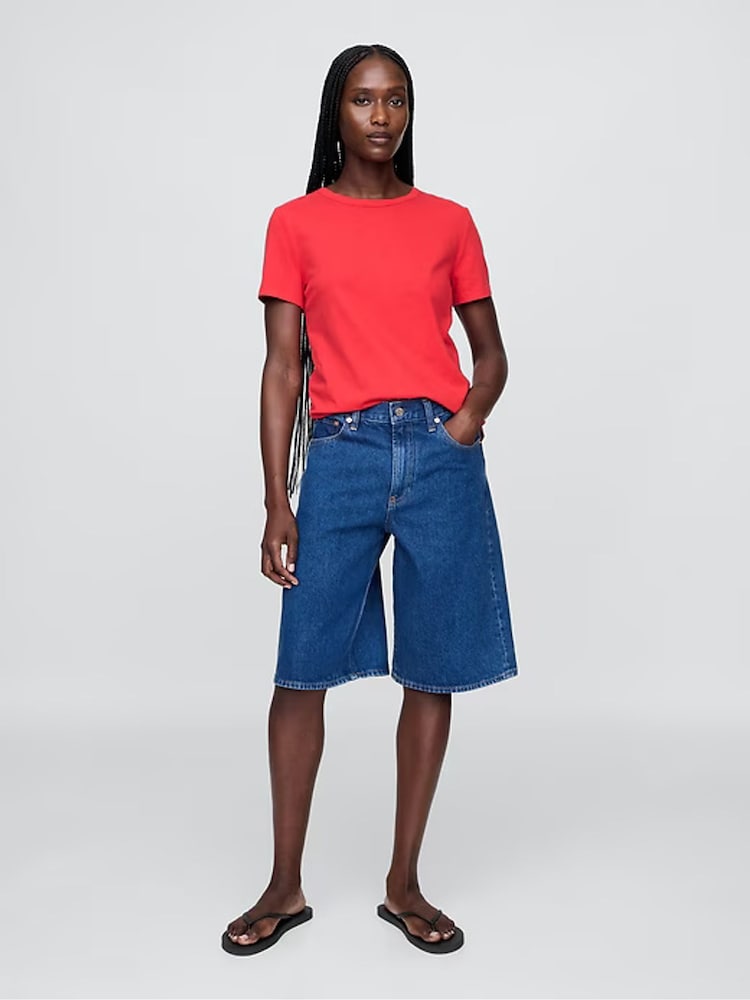 Gap Red Crew Neck Vintage Short Sleeve T-Shirt - Image 2 of 8 Gap Red Crew Neck Vintage Short Sleeve T-Shirt - Image 2 of 8