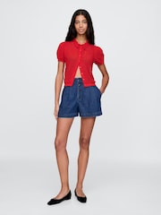 Gap Red DÔEN Linen-Blend Short Sleeve Cardigan - Image 3 of 6