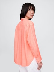 Gap Orange 100% Linen Oversized Shirt - Image 2 of 5