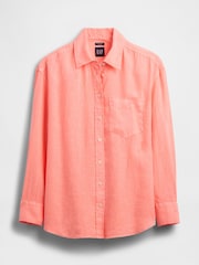 Gap Orange 100% Linen Oversized Shirt - Image 4 of 5