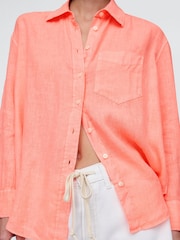 Gap Orange 100% Linen Oversized Shirt - Image 5 of 5