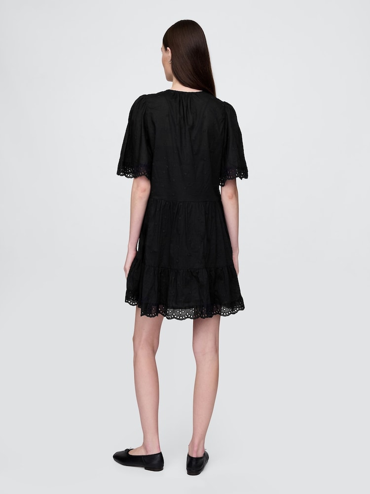 Negro - Minivestido con ojales y mangas acampanadas de Gap - Imagen 2 de 5