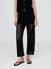 Negro - Gap 100% Cotton Crochet Cropped Trousers - Imagen 2 de 7