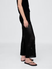 Negro - Gap 100% Cotton Crochet Cropped Trousers - Imagen 3 de 7