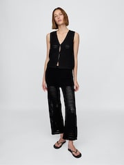 Negro - Gap 100% Cotton Crochet Cropped Trousers - Imagen 5 de 7
