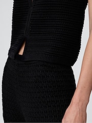 Negro - Gap 100% Cotton Crochet Cropped Trousers - Imagen 6 de 7
