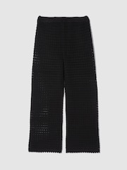 Negro - Gap 100% Cotton Crochet Cropped Trousers - Imagen 7 de 7