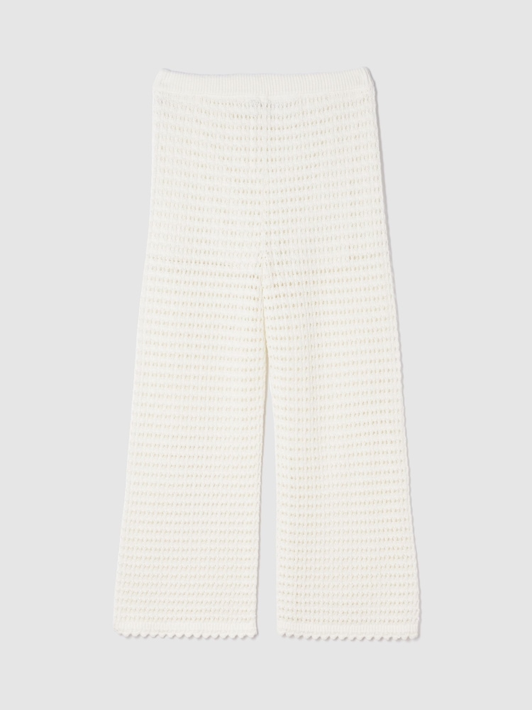 Wit - Gap 100% katoenen gehaakte enkellange broek - Image 1 of 2