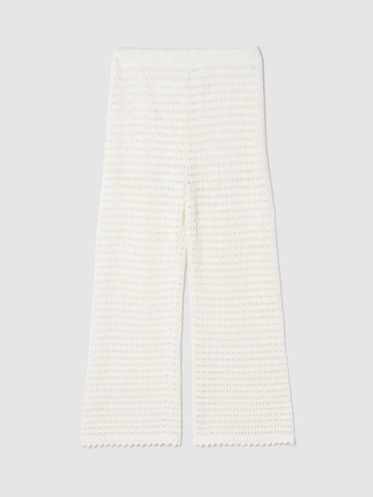 Wit - Gap 100% katoenen gehaakte enkellange broek - Image 2 of 2