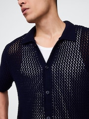 Gap Blue Mesh Striped Knit Shirt - Image 3 of 5